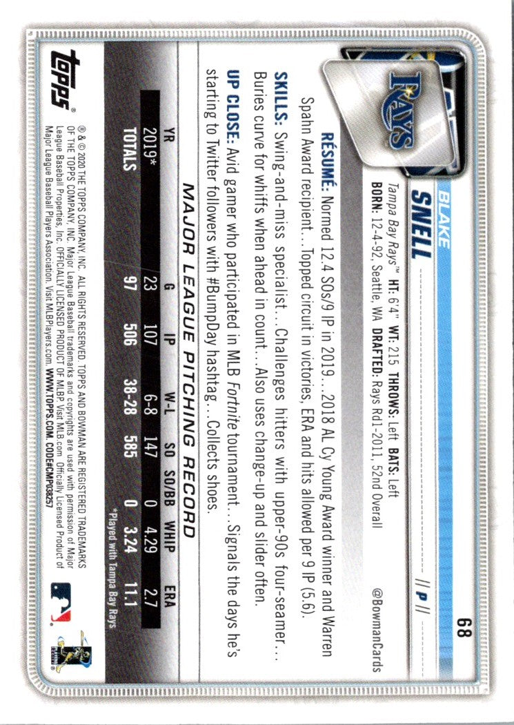 2020 Bowman Blake Snell