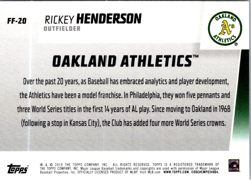 2019 Topps Franchise Feats Rickey Henderson