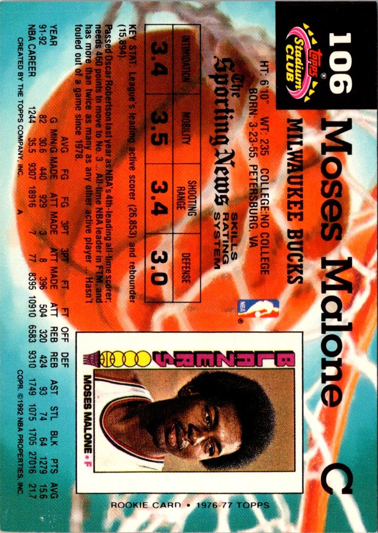 1992 Stadium Club Members Only Moses Malone
