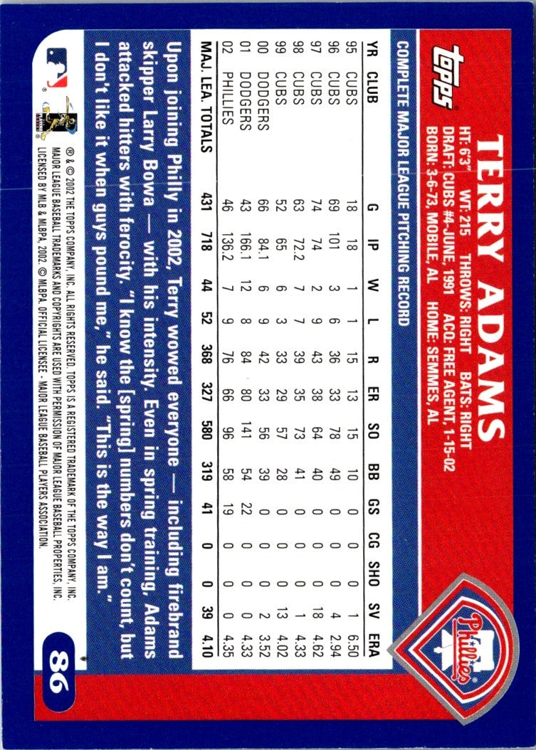 2003 Topps Terry Adams