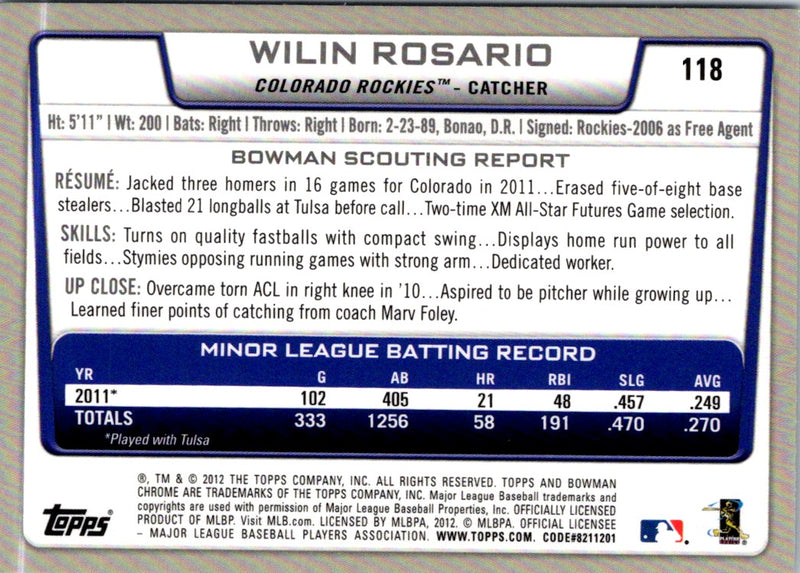 2012 Bowman Chrome Wilin Rosario