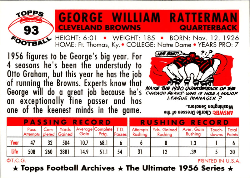 1994 Topps Archives 1956 George Ratterman