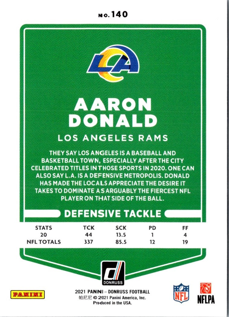 2021 Donruss Press Proof Blue Aaron Donald