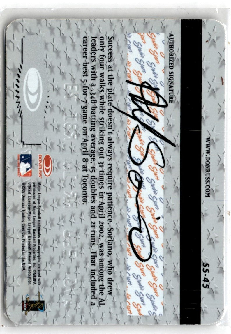 2002 Donruss Studio Stars Alfonso Soriano