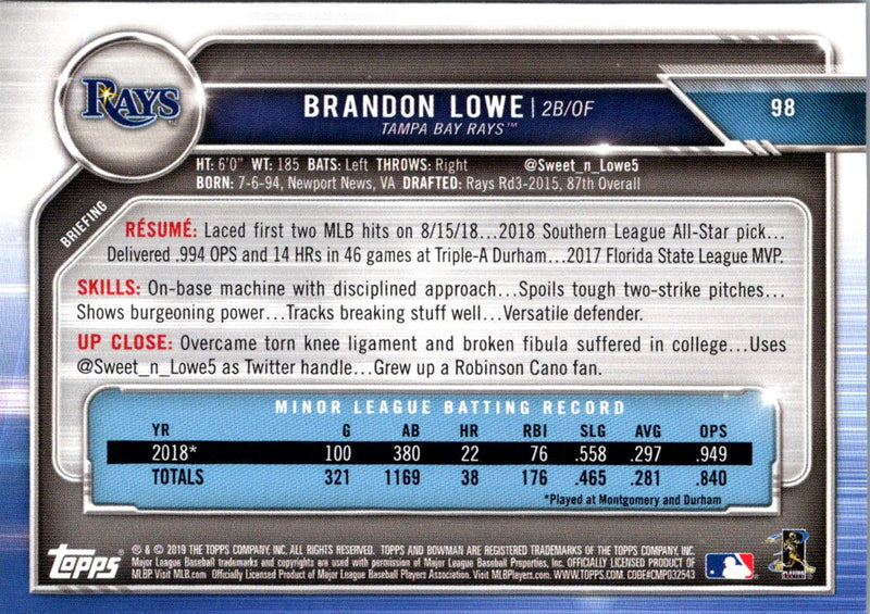 2019 Bowman Brandon Lowe