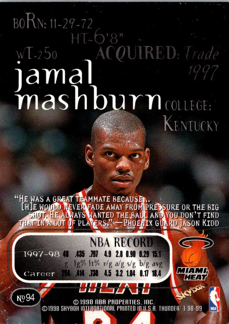 1998 SkyBox Thunder Jamal Mashburn