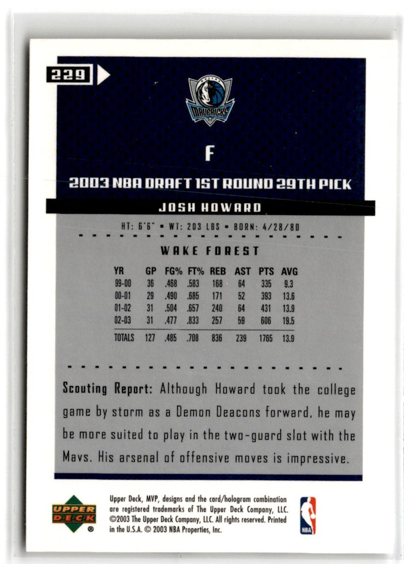 2003 Upper Deck MVP Josh Howard