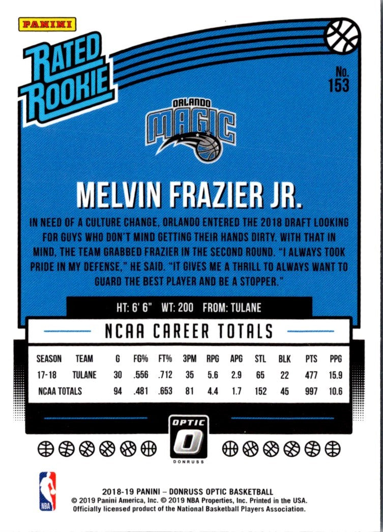 2018 Donruss Optic Blue Velocity Melvin Frazier Jr.