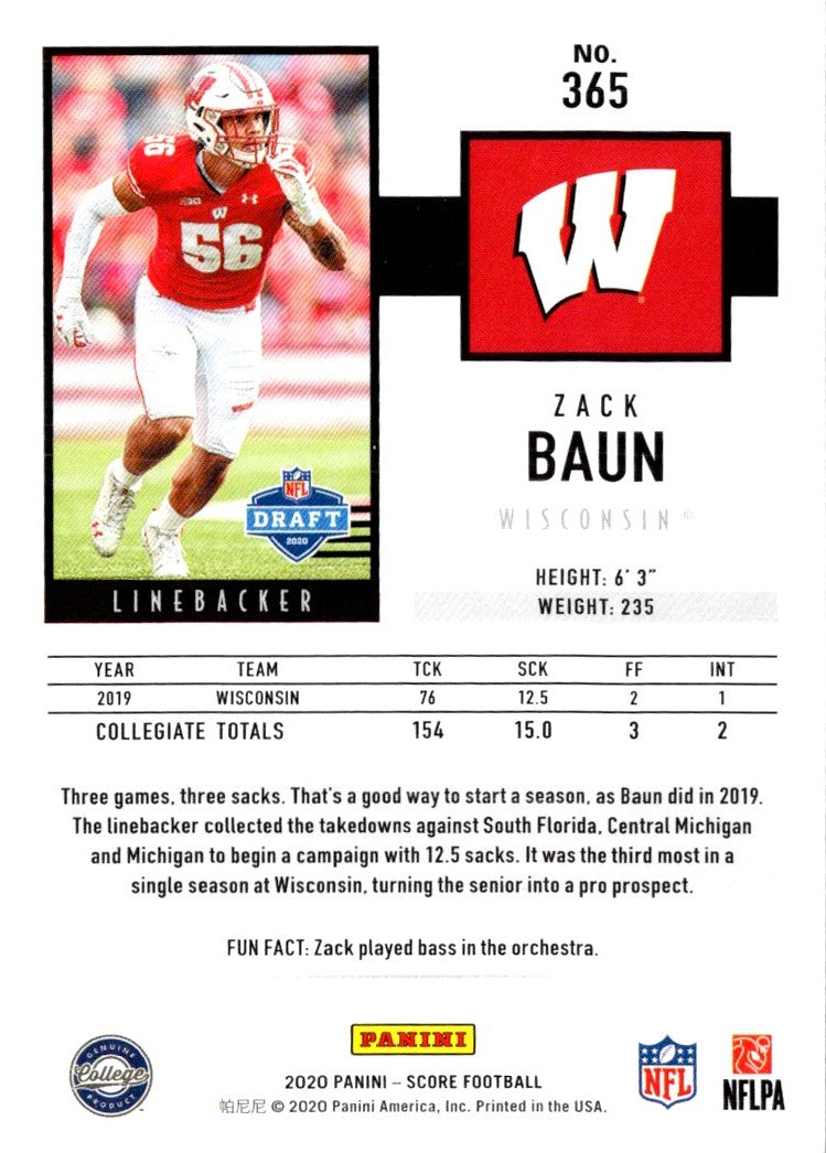 2020 Score Red Zack Baun