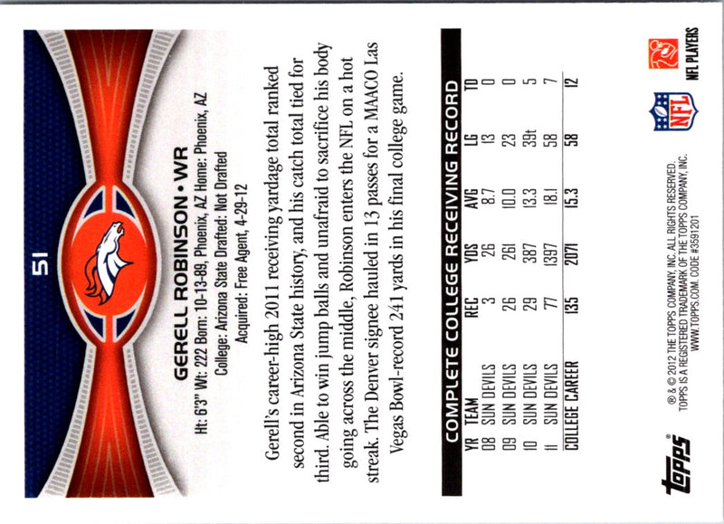 2012 Topps Gerell Robinson