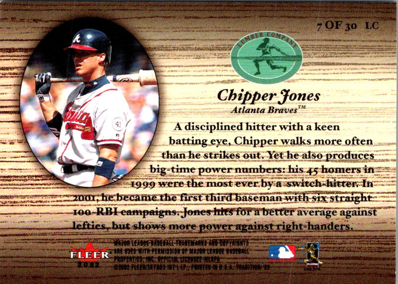 2001 Fleer Legacy MLB Game Issue Base-Ball-Jersey Chipper Jones