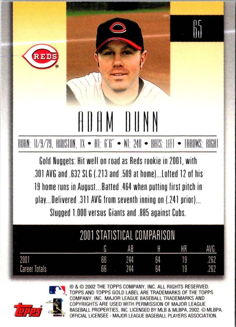 2002 Topps Gold Label Adam Dunn