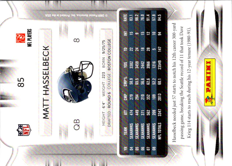 2009 Playoff Prestige Matt Hasselbeck
