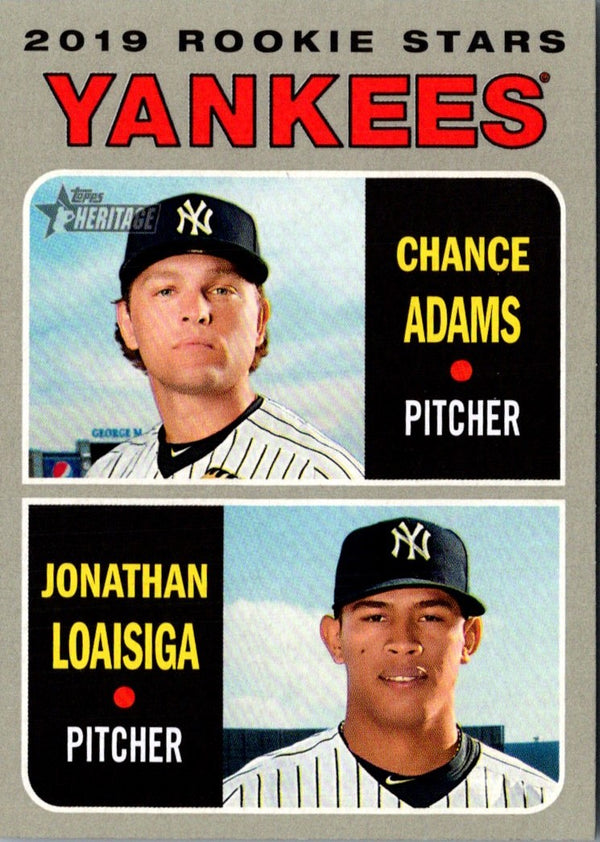 2019 Topps Heritage Chance Adams/Jonathan Loaisiga #189 Rookie