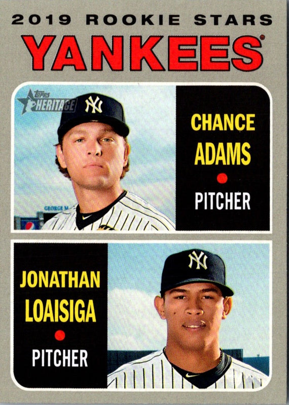 2019 Topps Heritage Chance Adams/Jonathan Loaisiga #189 Rookie