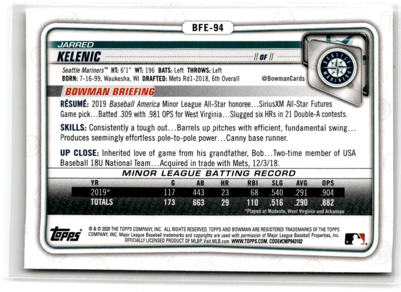 2020 Bowman 1st Edition Jarred Kelenic