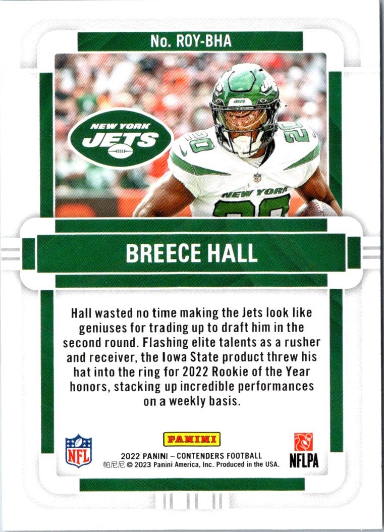 2022 Panini Contenders Rookie of the Year Breece Hall