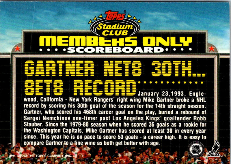 1993 Stadium Club Mike Gartner