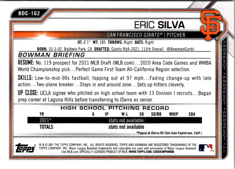 2021 Bowman Draft Chrome Eric Silva