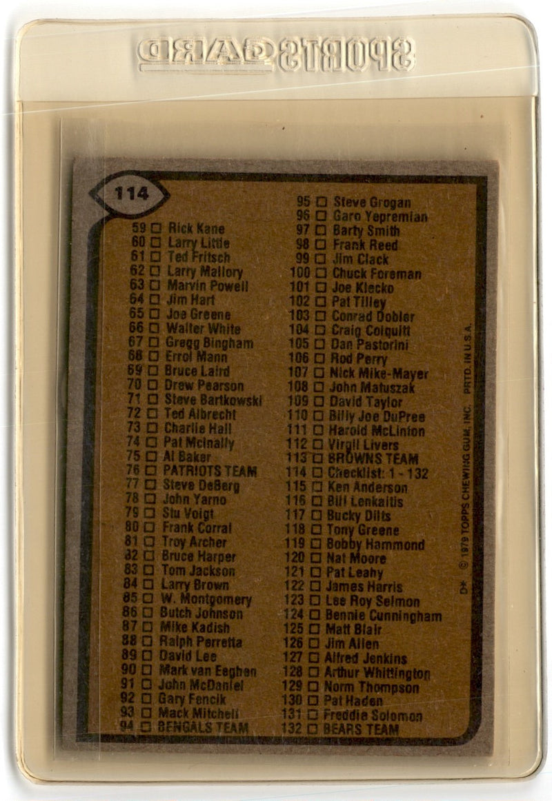 1979 Topps Checklist 1-132