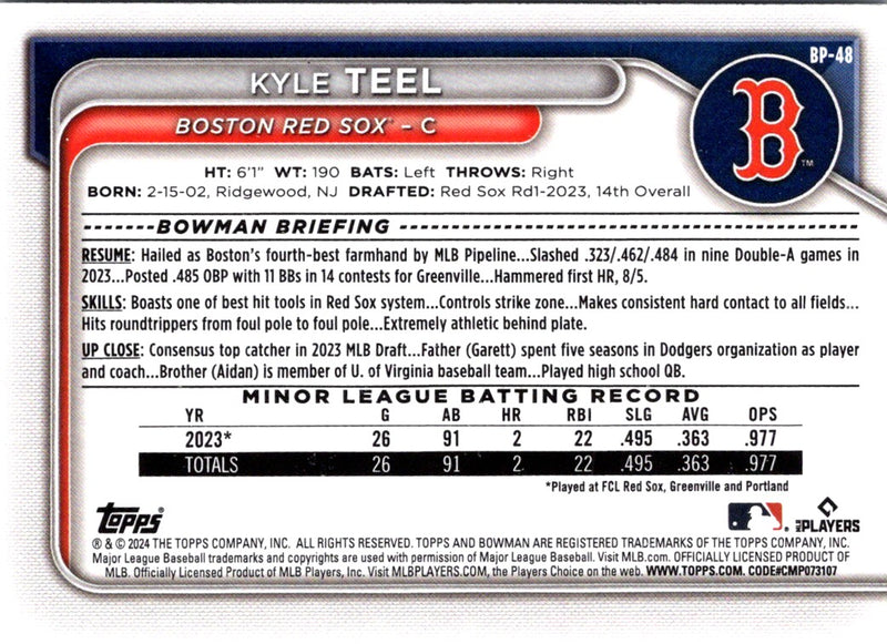 2024 Bowman Prospects Kyle Teel