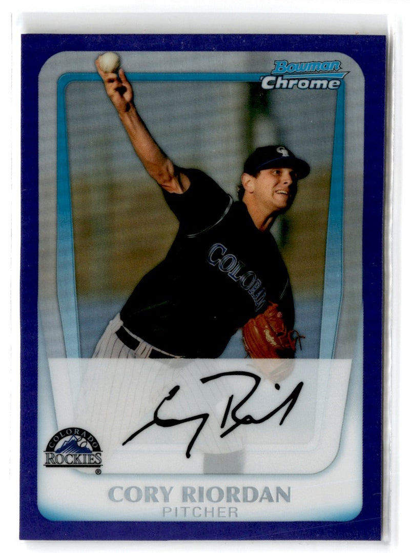 2011 Bowman Chrome Prospects Purple Refractors Cory Riordan