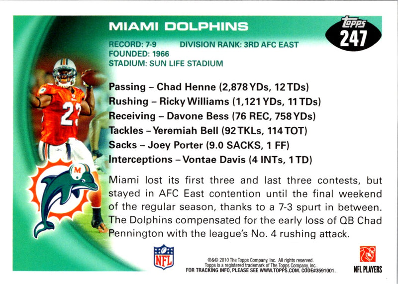 2010 Topps Miami Dolphins