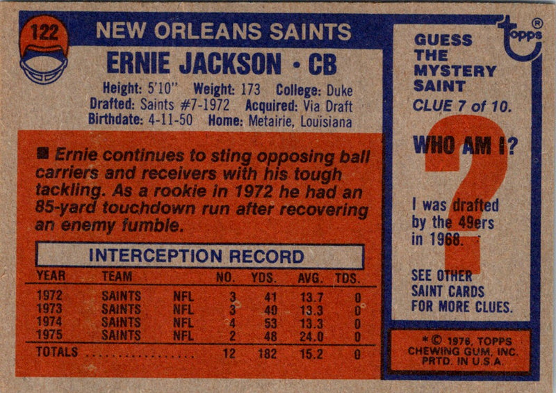 1976 Topps Ernie Jackson