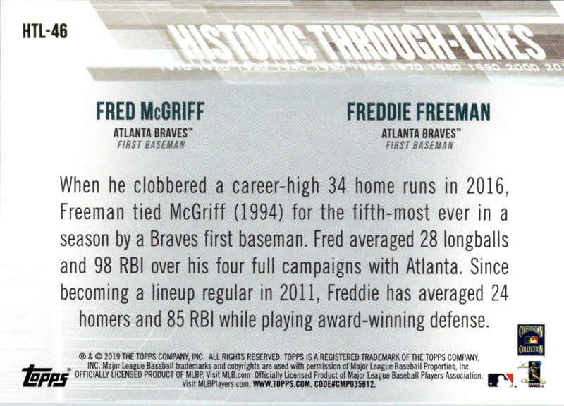 2019 Topps Historic Through-Lines Freddie Freeman/Fred McGriff