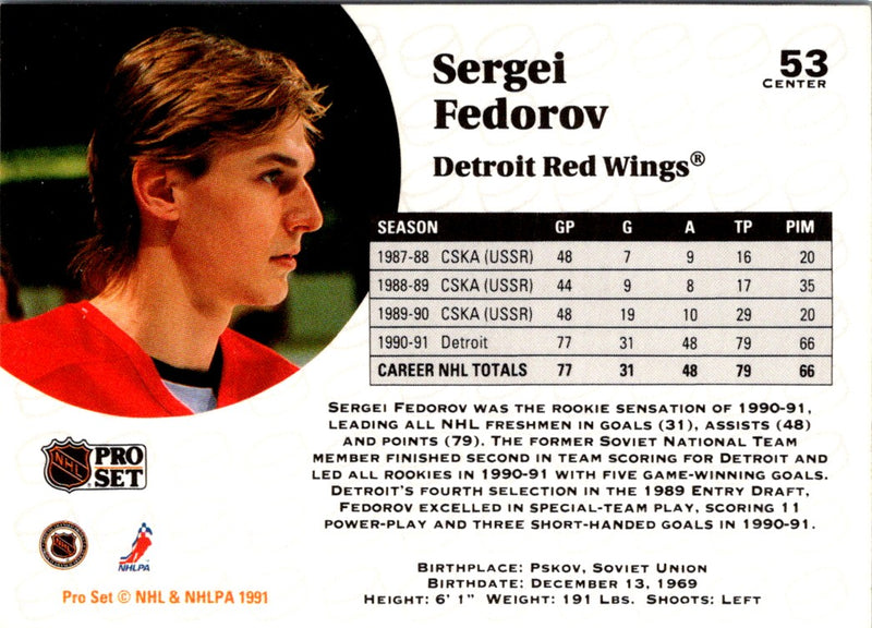 1991 Pro Set Sergei Fedorov