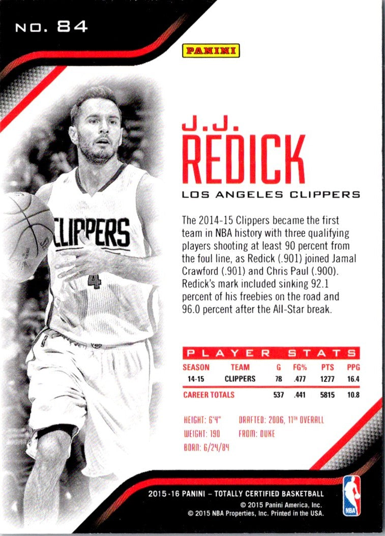 2015 Panini Totally Certified J.J. Redick