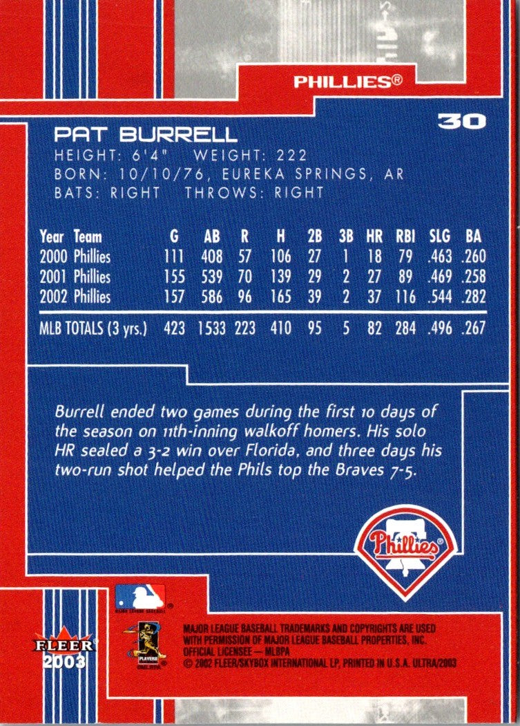 2002 Fleer E-X Pat Burrell