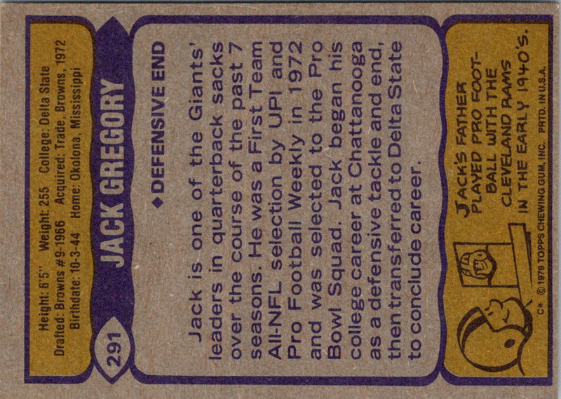 1979 Topps Jack Gregory