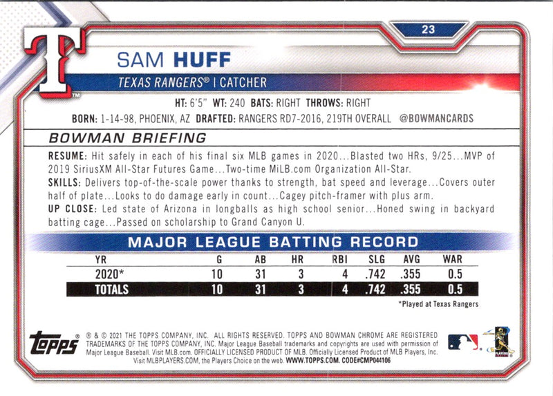 2021 Bowman Sam Huff