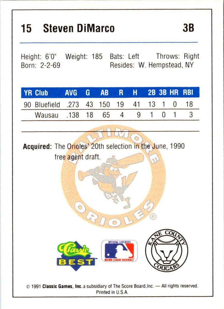 1991 Classic Best Kane County Cougars Steven DiMarco