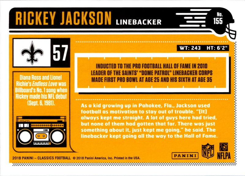 2018 Panini Classics Rickey Jackson