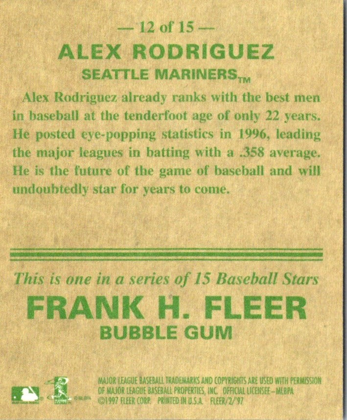 1997 Fleer Goudey Greats Alex Rodriguez