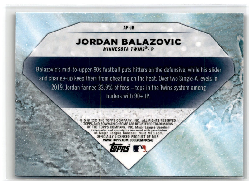 2020 Bowman Draft Applied Pressure Jordan Balazovic