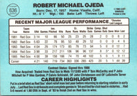 1986 Donruss Bob Ojeda #636