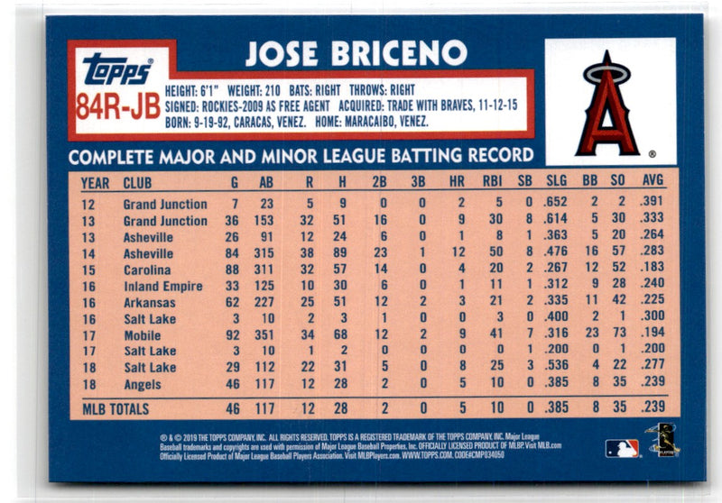 2019 Topps 1984 Baseball Rookie Autographs Jose Briceno