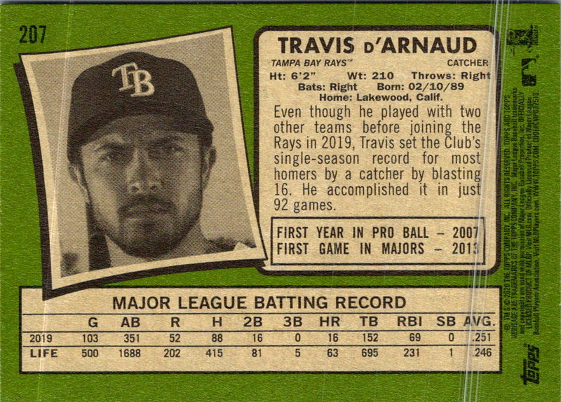 2020 Topps Heritage Travis d'Arnaud