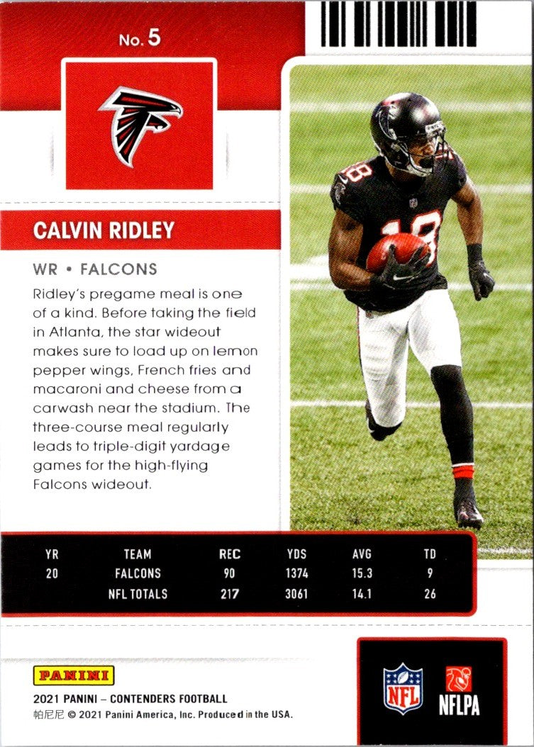 2021 Panini Contenders Red Zone Calvin Ridley