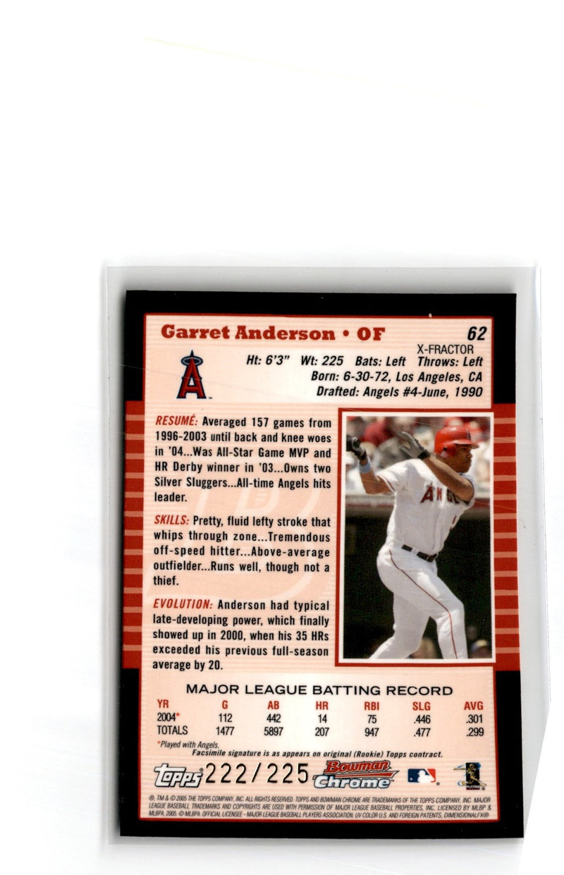 2005 Bowman Chrome X-Fractors Garret Anderson