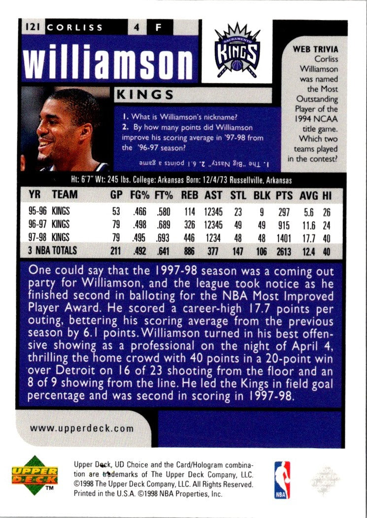 1998 UD Choice Preview Corliss Williamson