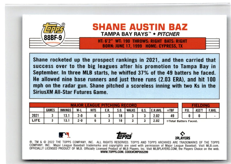 2022 Topps 1987 Baseball Blue Series Two Shane Baz