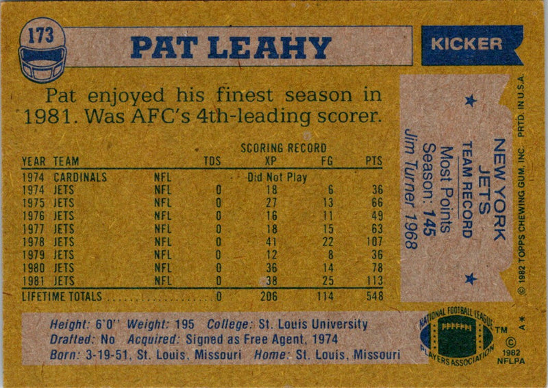 1982 Topps Pat Leahy