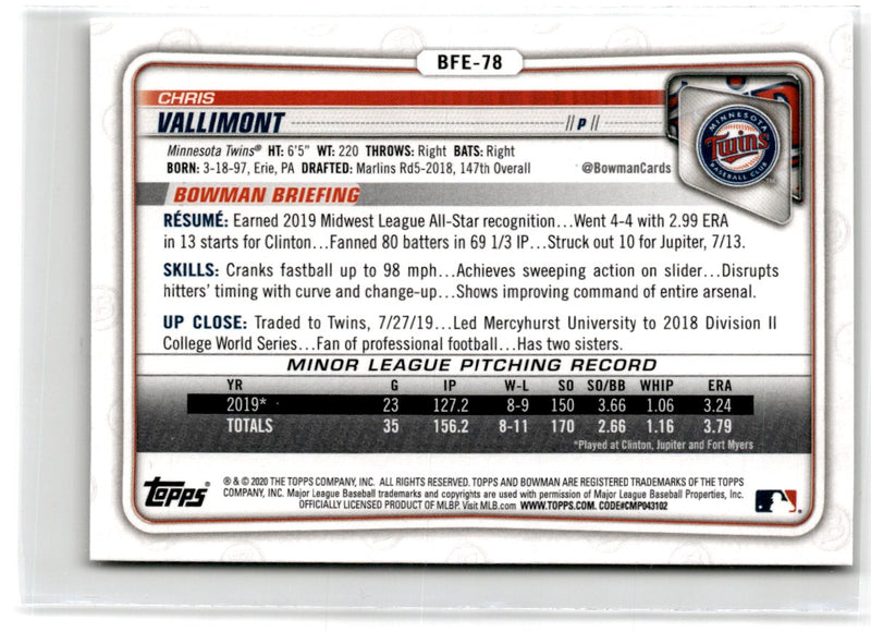 2020 Bowman 1st Edition Chris Vallimont