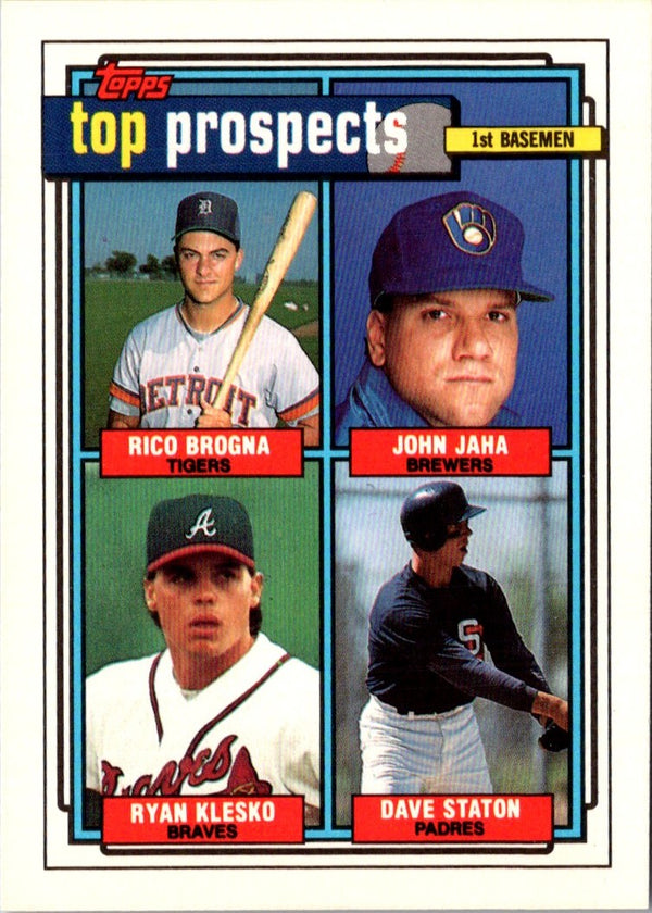 1992 Topps Rico Brogna/John Jaha/Ryan Klesko/Dave Staton #126 Rookie