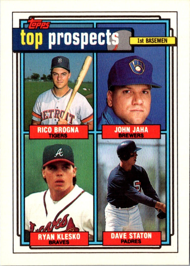 1992 Topps Rico Brogna/John Jaha/Ryan Klesko/Dave Staton