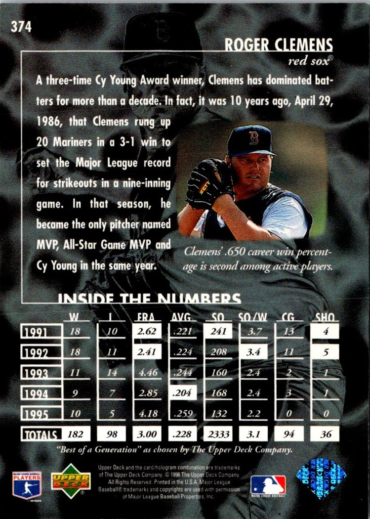 1996 Upper Deck Roger Clemens